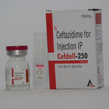 Product Name: CEFDELL 250, Compositions of CEFDELL 250 are Ceftazidime for Injection IP - Alencure Biotech Pvt Ltd