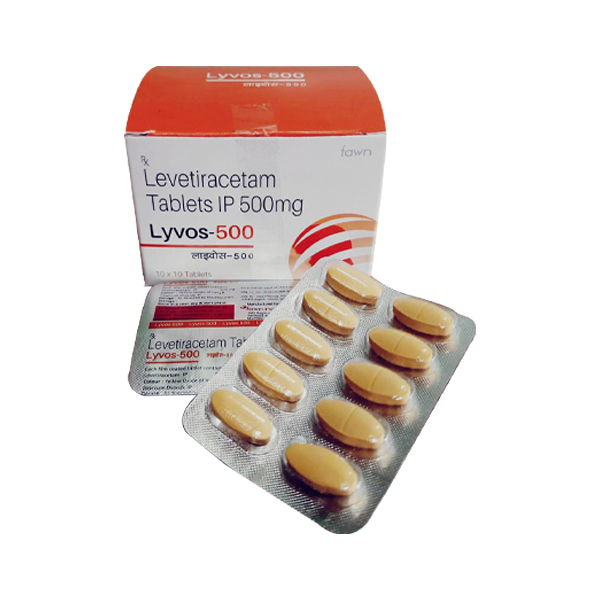 Product Name: LYVOS 500, Compositions of LYVOS 500 are Levetiracetam I.P. 500 mg. - Fawn Incorporation