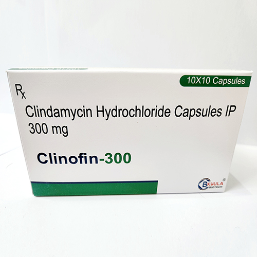 Product Name: Clinofin 300, Compositions of Clinofin 300 are Clindamycin Hydrochloride Capsules IP 300mg - Bkyula Biotech