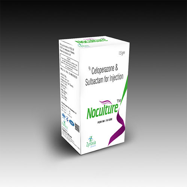 Product Name: Noculture, Compositions of Noculture are Cefoperazone & Sulbactam for Injection - Zynovia Lifecare