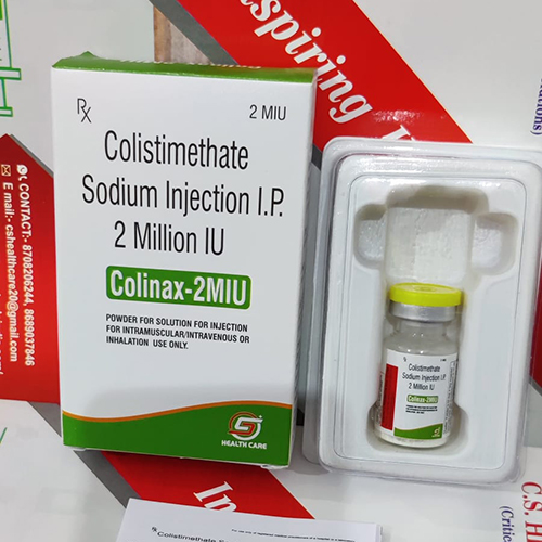 Product Name: COLINAX 2MIU, Compositions of COLINAX 2MIU are Colistimethate Sodium Injection I.P 2 Million IU - C.S Healthcare