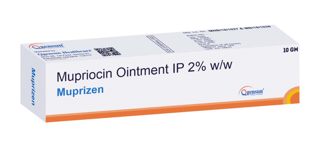 Product Name: MUPRIZEN CREAM, Compositions of MUPRIZEN CREAM are Each 10 gm contains: Mupirocin 2% - Qgensun Healthcare