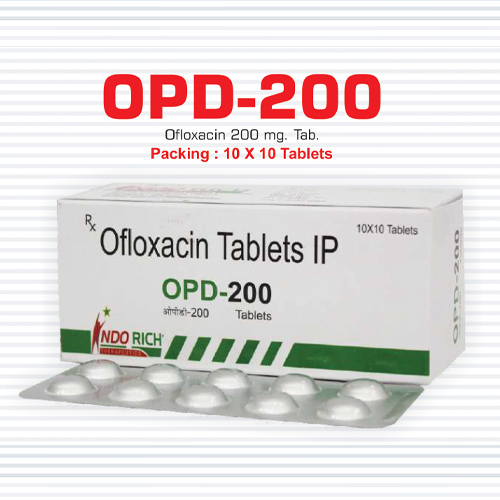 Product Name: OPD 200, Compositions of OPD 200 are Oflaxacin Tablets IP - Pharma Drugs and Chemicals
