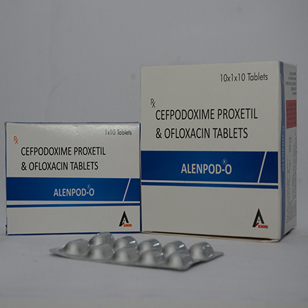 Product Name: ALENPOD O, Compositions of ALENPOD O are Cefpodoxime Proxetil Ofloxacin Tablets - Alencure Biotech Pvt Ltd