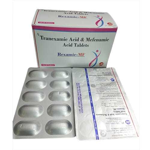 Product Name: REXAMIC MF Tablets, Compositions of REXAMIC MF Tablets are Tranexamic Acid  - Mefanic acid - JV Healthcare