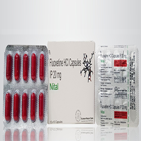 Product Name: Nital, Compositions of Nital are Fluoxetine HCl Capsules IP 20mg - Acinom Healthcare