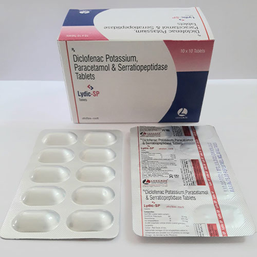 Product Name: Lydic SP, Compositions of Lydic SP are Diclofenac Potassium, paracetamol & Serratiopeptidase - Leegaze Pharmaceuticals Private Limited