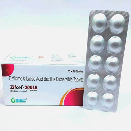 Product Name: ZIFCEF 200 LB, Compositions of ZIFCEF 200 LB are Cefixime & LActic Acid Bacillus Dispersable Tablets - Ozenius Pharmaceutials