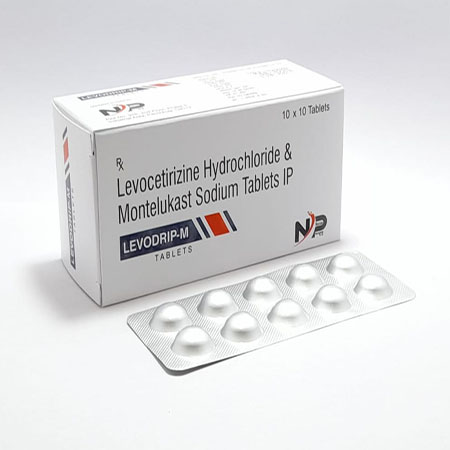 Product Name: Levodrip M, Compositions of Levodrip M are Levocetirizine Dihydrochloride & Montelukast Sodium Tablets Ip - Noxxon Pharmaceuticals Private Limited