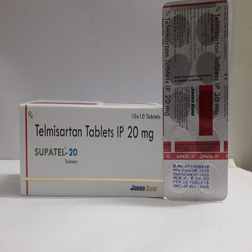 Product Name: Supatel 20, Compositions of are Telmisartan Tablets IP 20mg - Janus Biotech