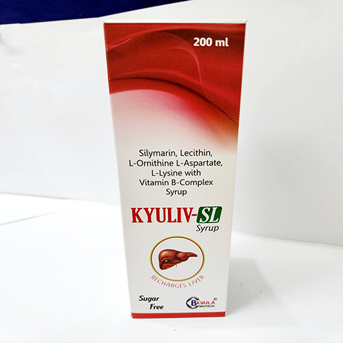 Product Name: Kyuliv SL, Compositions of Kyuliv SL are Silymarin, Lecithin, L-Ornithine L-Aspartate,  L-Lysine with Vitamin B-Complex Syrup - Bkyula Biotech