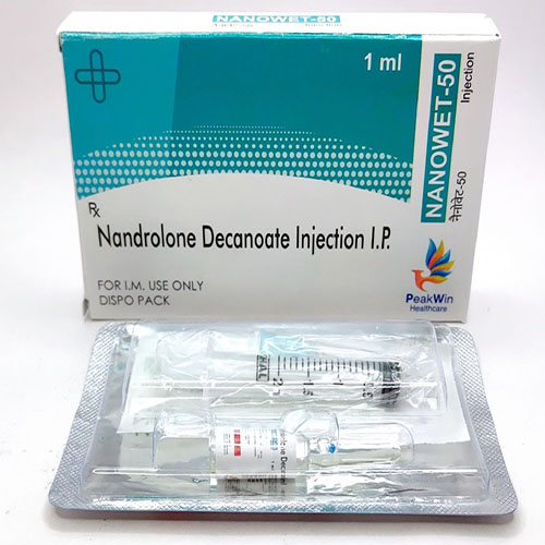 Product Name: Nanowet 50, Compositions of Nanowet 50 are Nandrolone Decanoate Injection I.P. - Peakwin Healthcare
