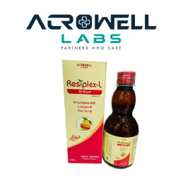 Product Name: Resiplex L, Compositions of Resiplex L are B-complex with L-lysine & Zinc Syrup - Acrowell Labs Private Limited
