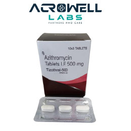 Product Name: Tizothral 500, Compositions of Tizothral 500 are Azithromycin Tablets IP 500 mg - Acrowell Labs Private Limited
