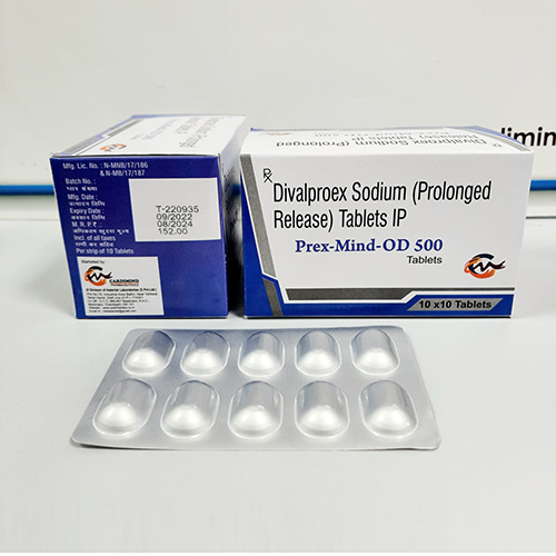 Product Name: Prex Mind OD 500, Compositions of Prex Mind OD 500 are Divalproex Sodium (Prolonged Release) Tablets IP - Cardimind Pharmaceuticals