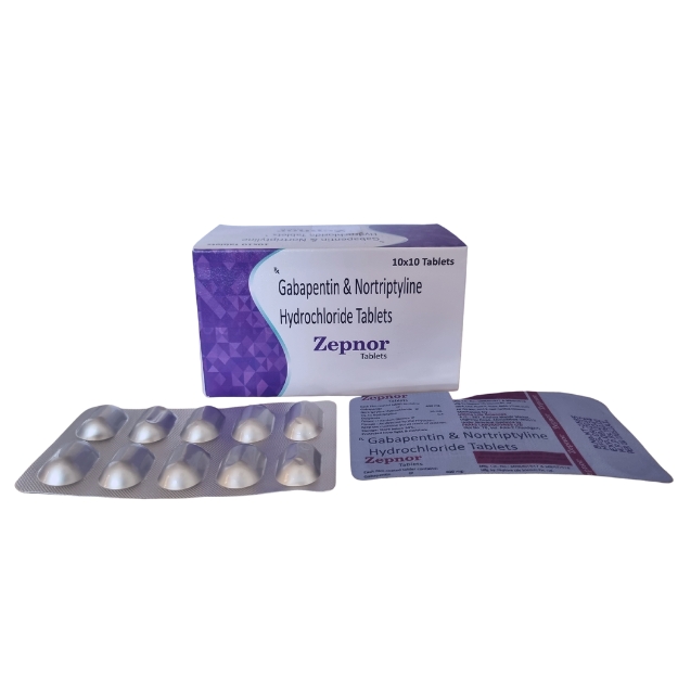 Product Name: Zepnor, Compositions of Zepnor are GABAPENTIN 400MG & NOTTRIPTYLINE HYDROCHLORIDE 10 MG - Paras Laboratories Ltd