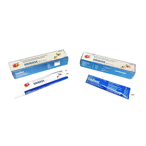 Product Name: Odidase Gel, Compositions of Odidase Gel are Linseed oil 3 % w/w + Diclofenac Sodium 1.16 % w/w + Methyl  Salicylate 10 % w/w + Menthol 5 % w/w + Benzyl Alcohol 1 % w/w - Oddiant Formulations