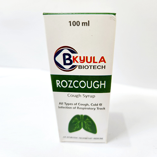 Product Name: Rozcough, Compositions of Rozcough are All Types Of Cough, Cold and Infection Of Respiratory Tract - Bkyula Biotech