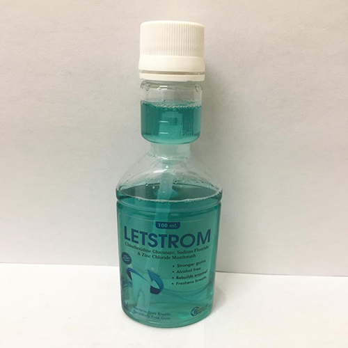 Product Name: Letstrom, Compositions of Letstrom are Chlorhexidine Gluconate Sodium Fluoride & Zinc Chloride Mouthwash - Bkyula Biotech