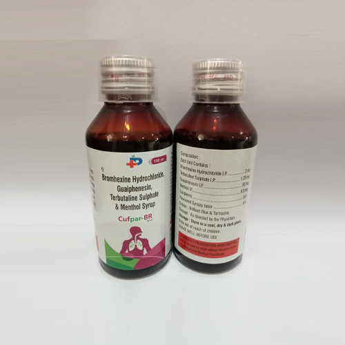 Product Name: Cufpar BR, Compositions of Cufpar BR are Bromhexine Hydrochloride, Guaiphensin, Terbutaline Sulphate & Menthol Syrup - Paraskind Healthcare