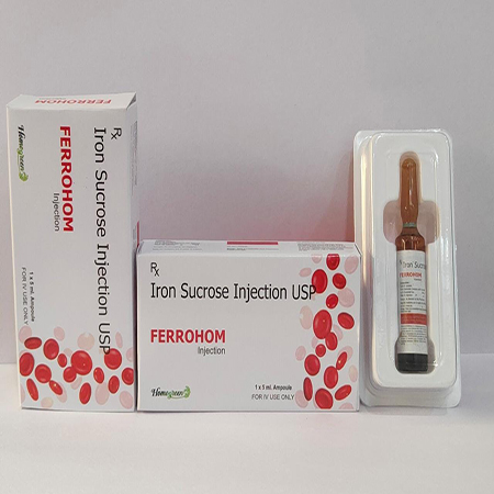Product Name: Ferrohom, Compositions of Ferrohom are Iron Sucrose Injection USP - Abigail Healthcare