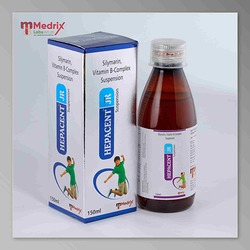 Product Name: HEPACENT JR, Compositions of HEPACENT JR are Silymarin Vitamin B-Complex Suspension  - Medrix Labs Pvt Ltd