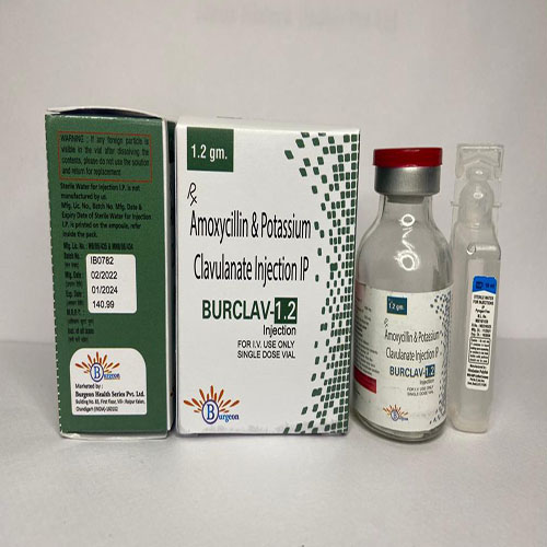 Product Name: Burclave 1.2, Compositions of Burclave 1.2 are Amoxycillin & Potassium Clavulanate Injection Ip - Burgeon Health Series Pvt Ltd