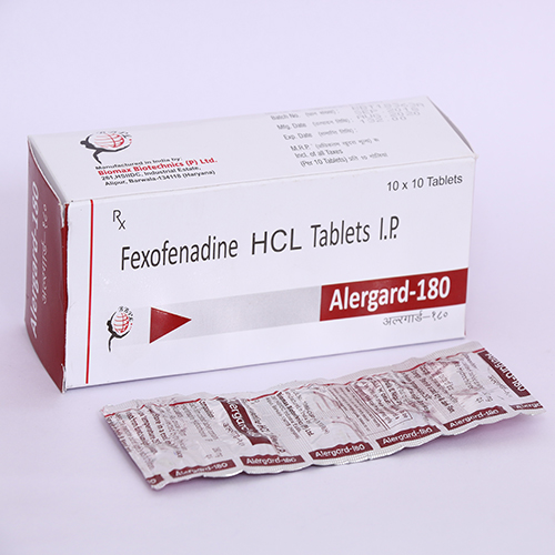Product Name: ALERGARD 180 , Compositions of ALERGARD 180  are Fexofenadine HCL Tablets IP - Biomax Biotechnics Pvt. Ltd