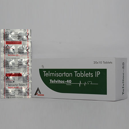 Product Name: TELVITAC 40, Compositions of TELVITAC 40 are Telmisartan Tablets IP - Alencure Biotech Pvt Ltd