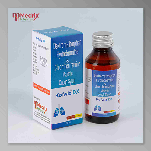Product Name: Kofwiz DX , Compositions of Kofwiz DX  are Dextromethophan Hydrobromide & Chloropheniramine Malteate Cough Syrup - Medrix Labs Pvt Ltd