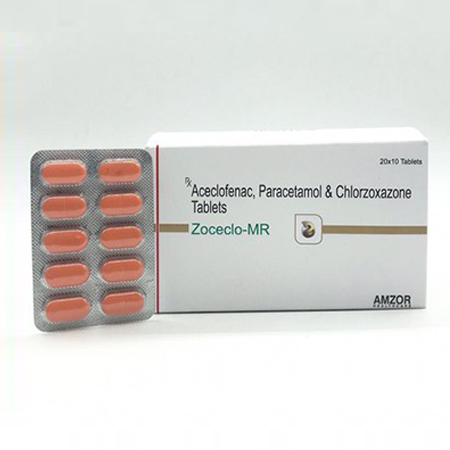 Product Name: Zoceclo Mr, Compositions of Zoceclo Mr are Aceclofenac,Paracetamol  & Chlorzaxazone Tablets - Amzor Healthcare Pvt. Ltd