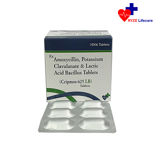 Product Name: Cripmox 625 Lb Tablets , Compositions of Cripmox 625 Lb Tablets  are Amoxycillin, potassium Clavulanate & Lactic Acid Bacilus Tablets  - Ryze Lifecare