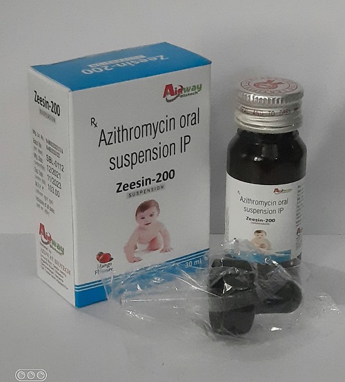Product Name: Zeesin 200, Compositions of Zeesin 200 are Azithromycin Oral Suspension IP - Aidway Biotech