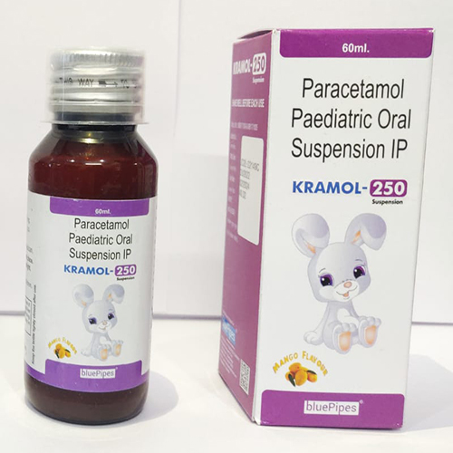 Product Name: KRAMOL 250, Compositions of KRAMOL 250 are Paracetamol Paediatric Oral Suspension IP - Bluepipes Healthcare