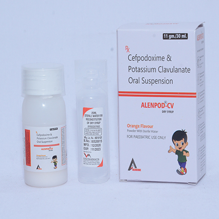 Product Name: ALENPOD CV, Compositions of ALENPOD CV are Cefpodoxime & Potassium Clavulanate Oral Suspension - Alencure Biotech Pvt Ltd