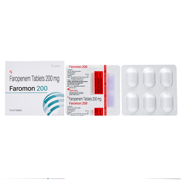 Product Name: FAROMON 200, Compositions of FAROMON 200 are Faropenem Sodium 200mg  . - Fawn Incorporation
