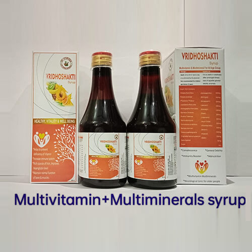 Product Name: Vridhoshakti, Compositions of Vridhoshakti are Multivitamin + Multimineral Syrup - DP Ayurveda