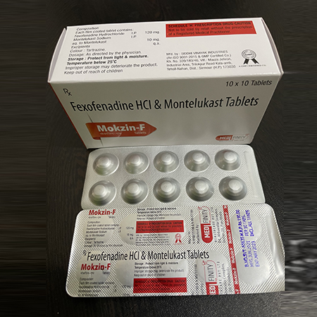 Product Name: Mokzin F, Compositions of Mokzin F are Fexofenadine HCL & Montelukast Tablets - Medifinity Healthcare pvt ltd