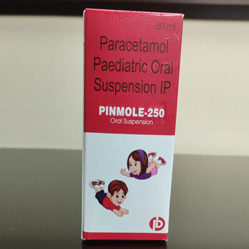 Product Name: Pinmole 250, Compositions of Pinmole 250 are Paracetamol Paediatric Oral Suspension  - Pinamed Drugs Private Limited
