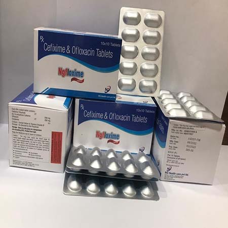 Product Name: Ngfloxime, Compositions of Ngfloxime are Cefixime & Ofloxacin Tablets - NG Healthcare Pvt Ltd