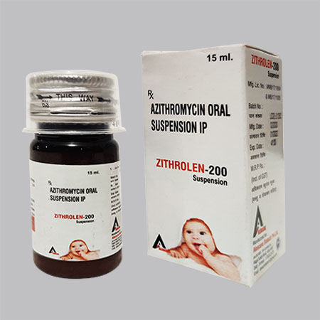 Product Name: ZITHROLEN 200, Compositions of ZITHROLEN 200 are Azithromycin Oral Suspension IP - Alencure Biotech Pvt Ltd