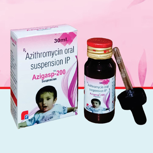Product Name: Azigasp 200, Compositions of Azigasp 200 are Azithromycin oral suspension IP  - Healthkey Life Science Private Limited