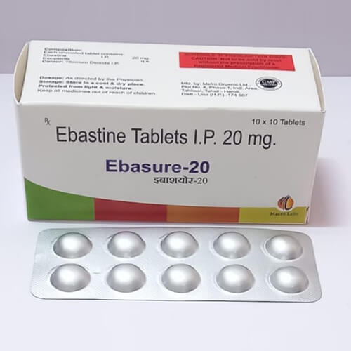 Product Name: Ebasure 20, Compositions of Ebasure 20 are Ebastine Tablets IP 20 mg - Macro Labs Pvt Ltd