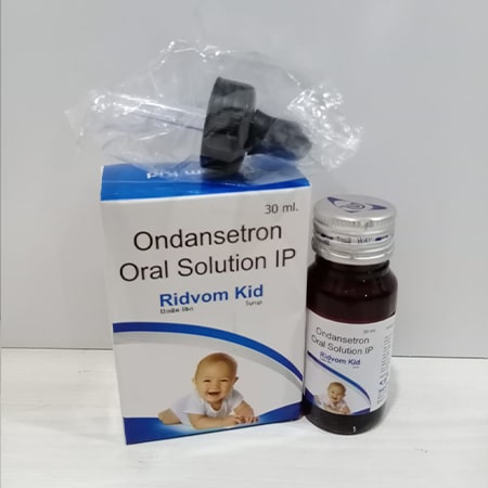 Product Name: Ridkom Kid, Compositions of Ridkom Kid are Ondansetron Oral Solution IP - Soinsvie Pharmacia Pvt. Ltd