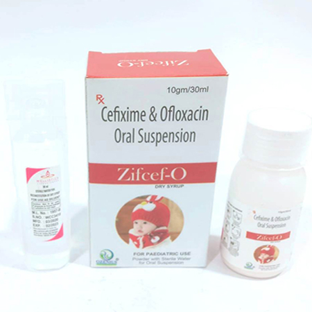 Product Name: ZIFCEF O, Compositions of ZIFCEF O are Cefixime & Ofloxacin Oral Suspension - Ozenius Pharmaceutials
