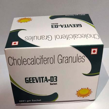 Product Name: Geevita D3, Compositions of Geevita D3 are Cholecalciferol Granules - NG Healthcare Pvt Ltd
