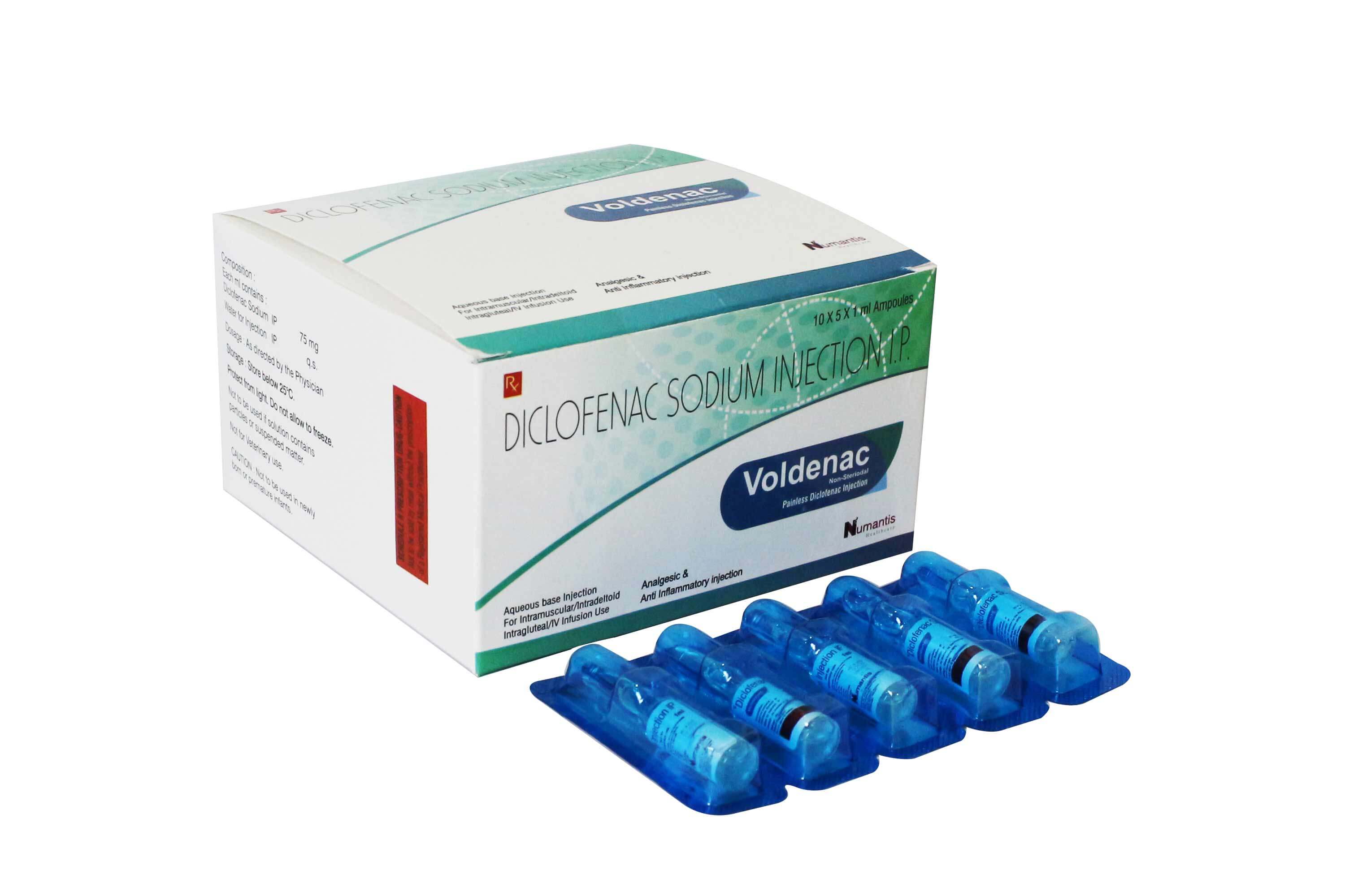 Product Name: Voldenac, Compositions of Voldenac are Diclofenac Sodium Injection IP - Numantis Healthcare