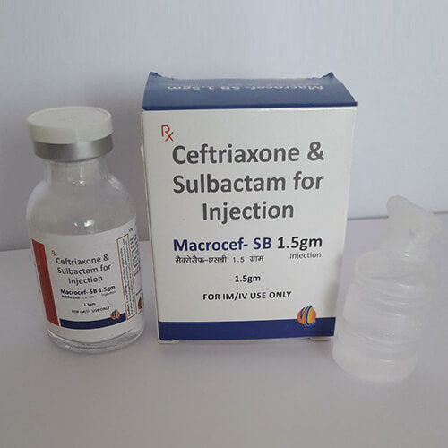 Product Name: Macrosef SB 1.5 gm, Compositions of Macrosef SB 1.5 gm are Ceftriaxone & sulbactom For Injection - Macro Labs Pvt Ltd