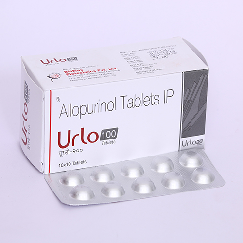 Product Name: URLO 100, Compositions of URLO 100 are Allopurinol Tablets IP - Biomax Biotechnics Pvt. Ltd