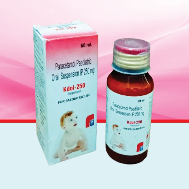 Product Name: Kdol 250, Compositions of Kdol 250 are Paracetamol Paediatric Oral Suspension IP 250 mg  - Healthkey Life Science Private Limited